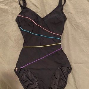 Longitude Vintage low back stripe One Piece Swimsuit